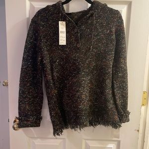 Tribal hooded wool acrylic blend sweater size s